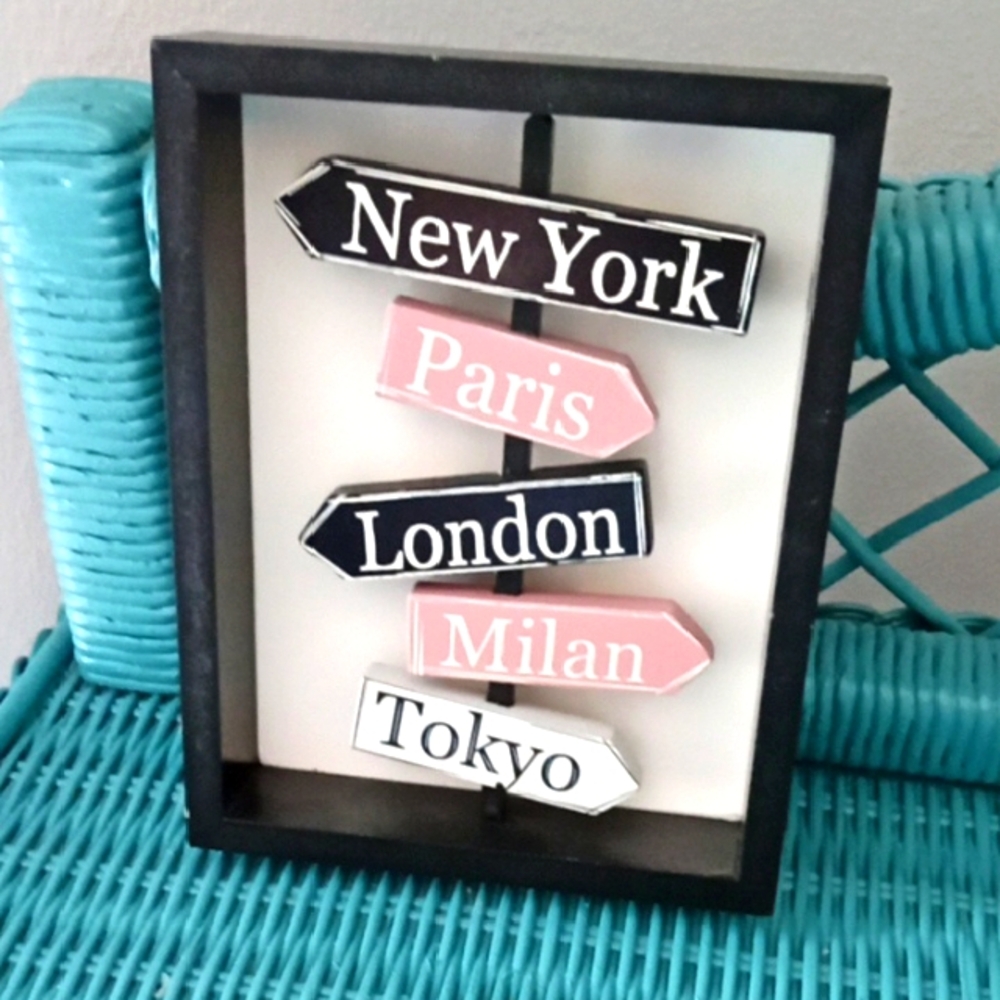 Black and Pink City Sign Wall Decor